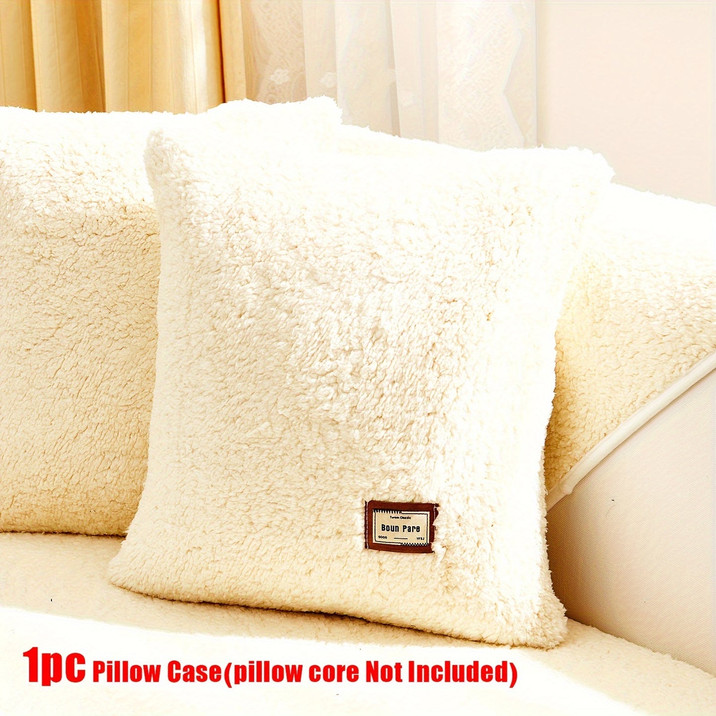 1pc Plush Sherpa Sofa Cover - Soft, Fuzzy, Non-Slip, Pet-Friendly, Thickened Furniture Protector for Bedroom, Office, Living Room Home Decor - Easy to Clean, Durable, Stain-Resistant, Machine Washable
