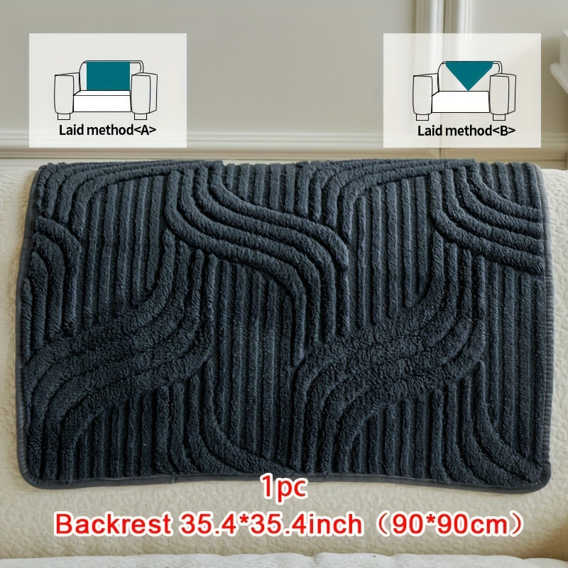 1pc Plush Non-Slip Sofa Cover, Modern Luxury, Pet-Friendly, Breathable, Fashionable Home Decor, Suitable for Living Room, Bedroom, Office, Polyester Fabric, Machine Washable, No Print, 250-300G Square Kilogram