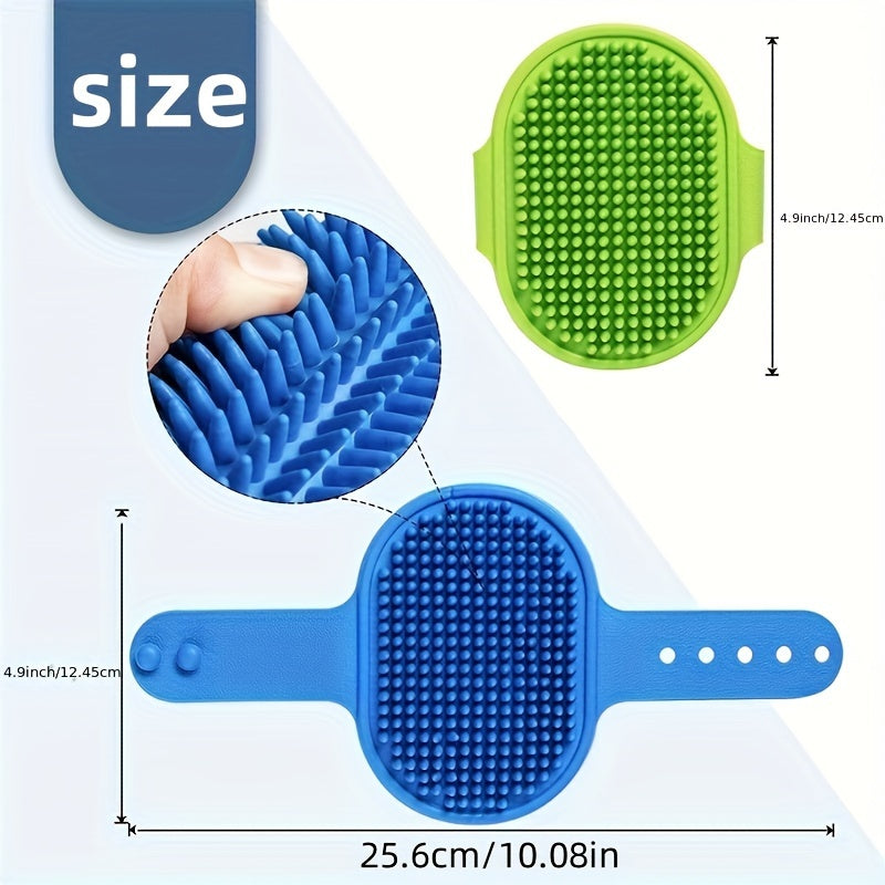 Pet Grooming Deluxe Shampoo Brush - Soft Silicone Massage Rubber Bathing Comb with Adjustable Circular Handle for Gentle Dog & Cat Washing, Easy Fur Detangling, and Relaxing Spa Experience - Ideal for Pet Owners and Groomers