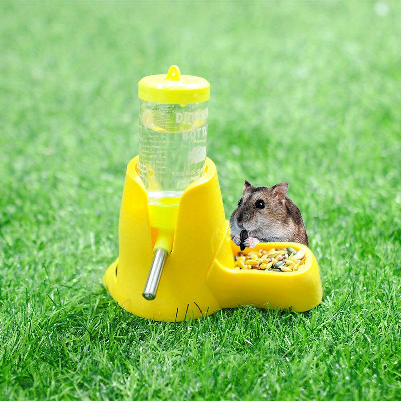 27.05oz Leak-Proof Automatic Hamster Feeder & Water Dispenser - Dual Function, Yellow PP Material, No Battery Required, Perfect for Small Pets Like Hamsters, Hamster Water Bottle