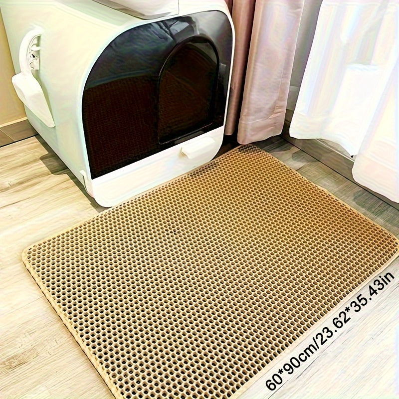 EVA Double-Layer Cat Litter Mat - Non-Slip, Washable, Soft Pet Litter Box Liner for Cats and Dogs, Easy Cleanup Design with Automatic Scoop Feature, Pet Hygiene Mat | Automatic Scoop Mat | Washable Mat, Cat Litter Box