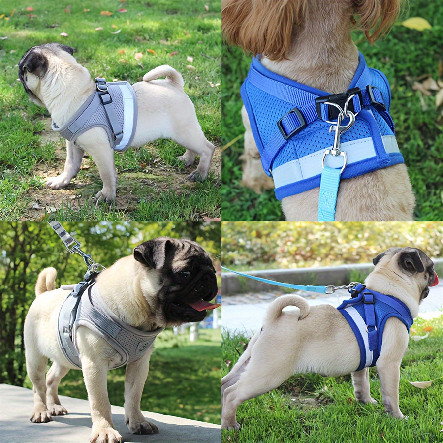 Super-Breathable Pet Harness & Leash Set - Escape-Proof, Adjustable Vest with Reflective Stripes for Kitten, Puppy & Small Dogs - Stylish Comfort and Enhanced Control