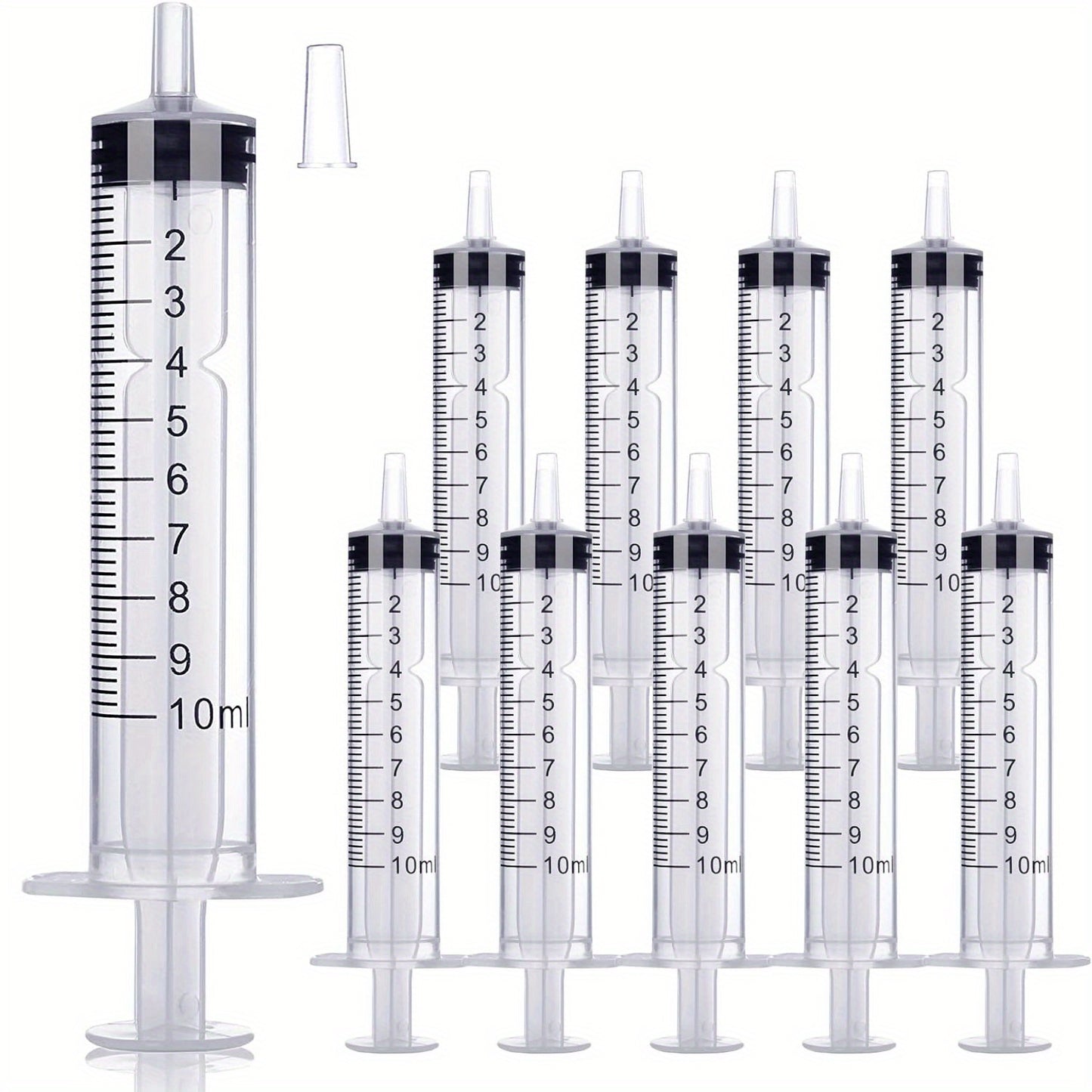 10pcs 10mL Plastic Syringes with Needles & Covers - Perfect for Oral, Lab, Measurement, Watering, Supplement, Pets, Medical Students, Oil & Glue Applicators