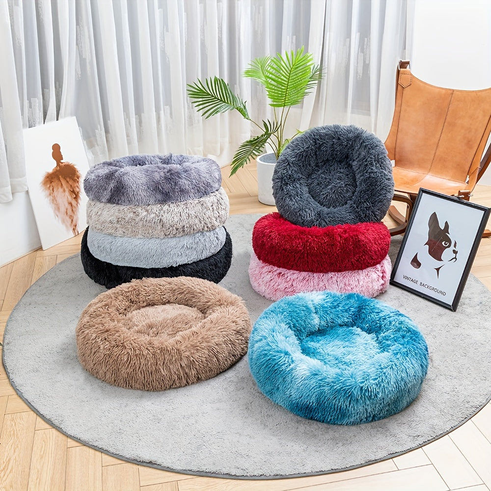 Long Plush Dog Bed For Autumn Winter, Deep Sleeping Pet Bed Mat For Small Medium Large Dogs, Donut Beds Mat For Cats Christmas Gift