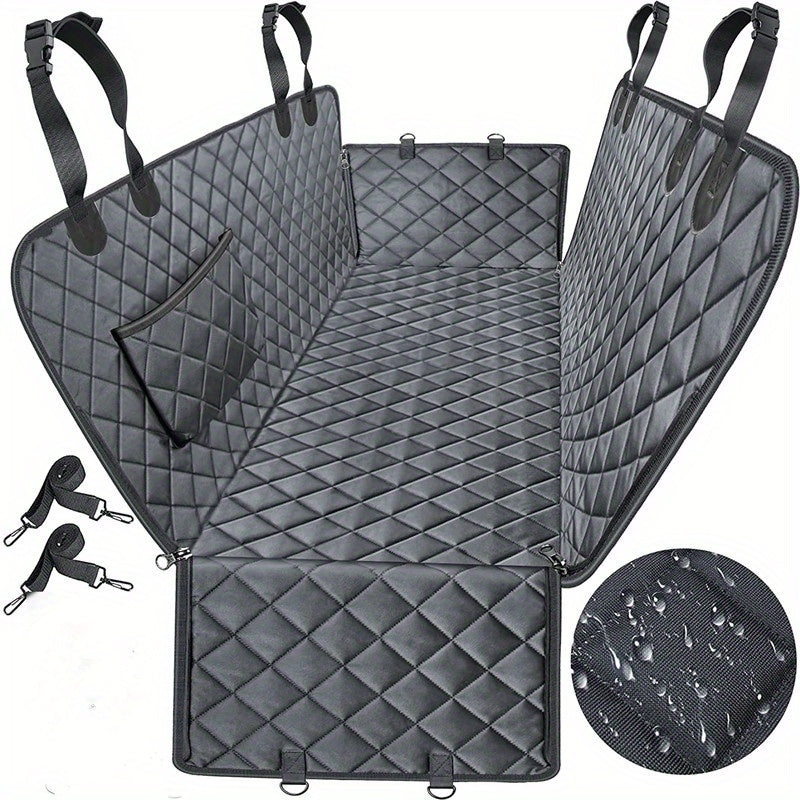 600D Heavy Duty Waterproof Dog Seat Cover - Scratch-Proof Non-Slip Pet Hammock with Soft Durable Polyester, Universal Fit for Cars Trucks SUVs Back Seat Protection