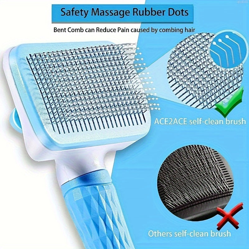 1-in-1 Pet Massage Comb & Brush - Heavy-Duty Ergonomic Design with One-Click Detachable Head, Efficient Shedding & Grooming Tool for Dogs & Cats, Reduces Shedding, Undercoat Removal, Minimizes Hair Flying - White & Black Colo
