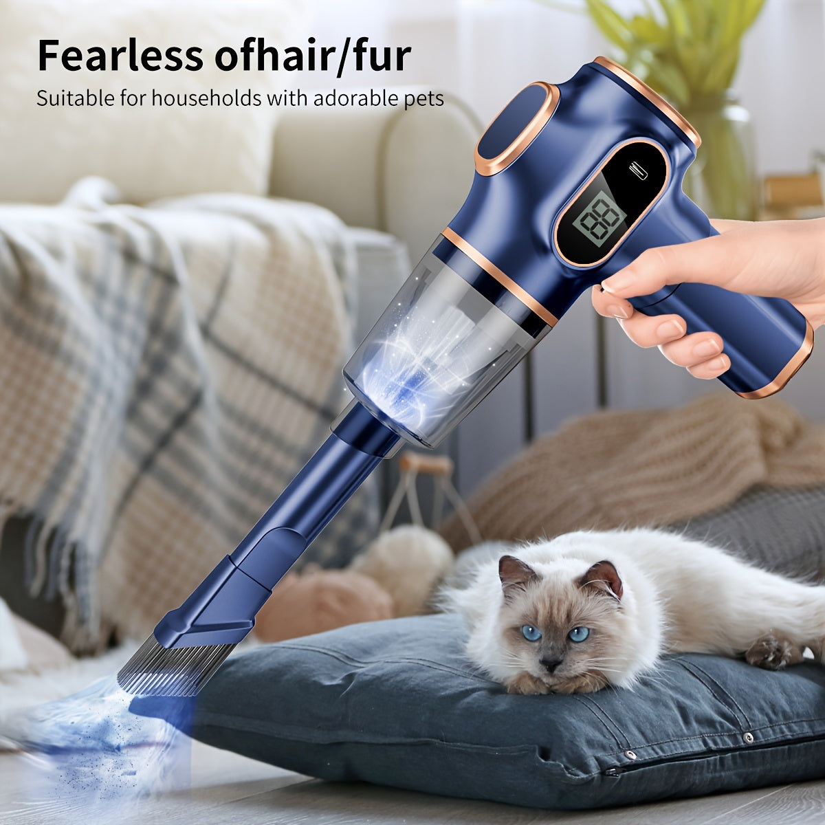 1pc BELIBUY Cordless Handheld Vacuum Cleaner, High Power USB Rechargeable with Extended Battery Life, Multi-Function Dust Buster for Home and Car Use, Pet Hair, Dust & Debris Cleaning, Includes Accessory Kit