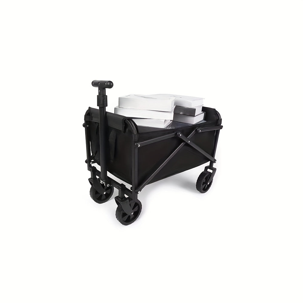 1pc Heavy-Duty Collapsible Foldable Utility Wagon Cart with All-Terrain Wheels, 30" Large Capacity RV/Garden/Beach Cart, 450 Capacity (Weight-Limit Equivalent), Lightweight Metal Frame for Camping, Groceries, Furniture & Pets