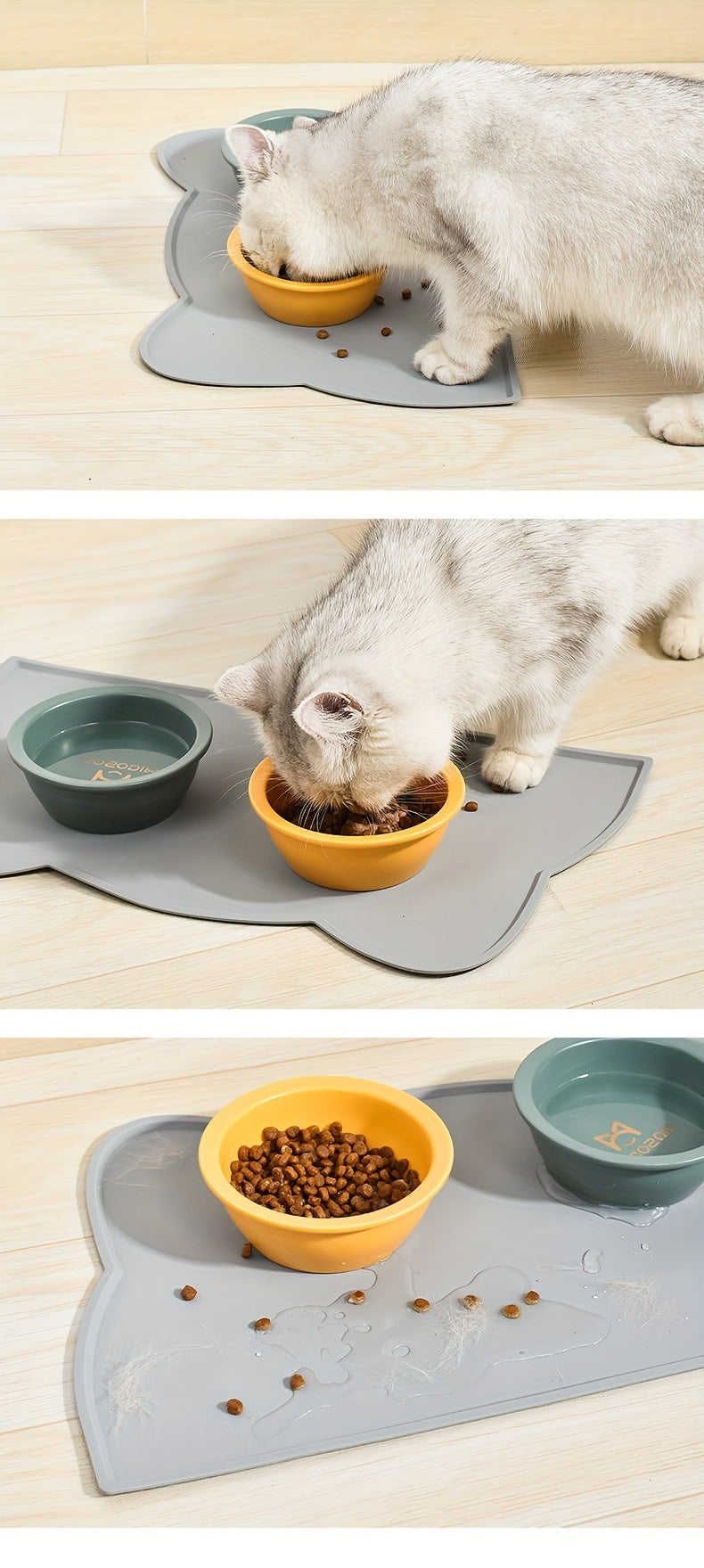 Pet Feeding Mat For Dogs & Cats, Thin Silicone Waterproof Cat Food Mat Cat Bowl Mat With Raised Edge, Cat Placemat