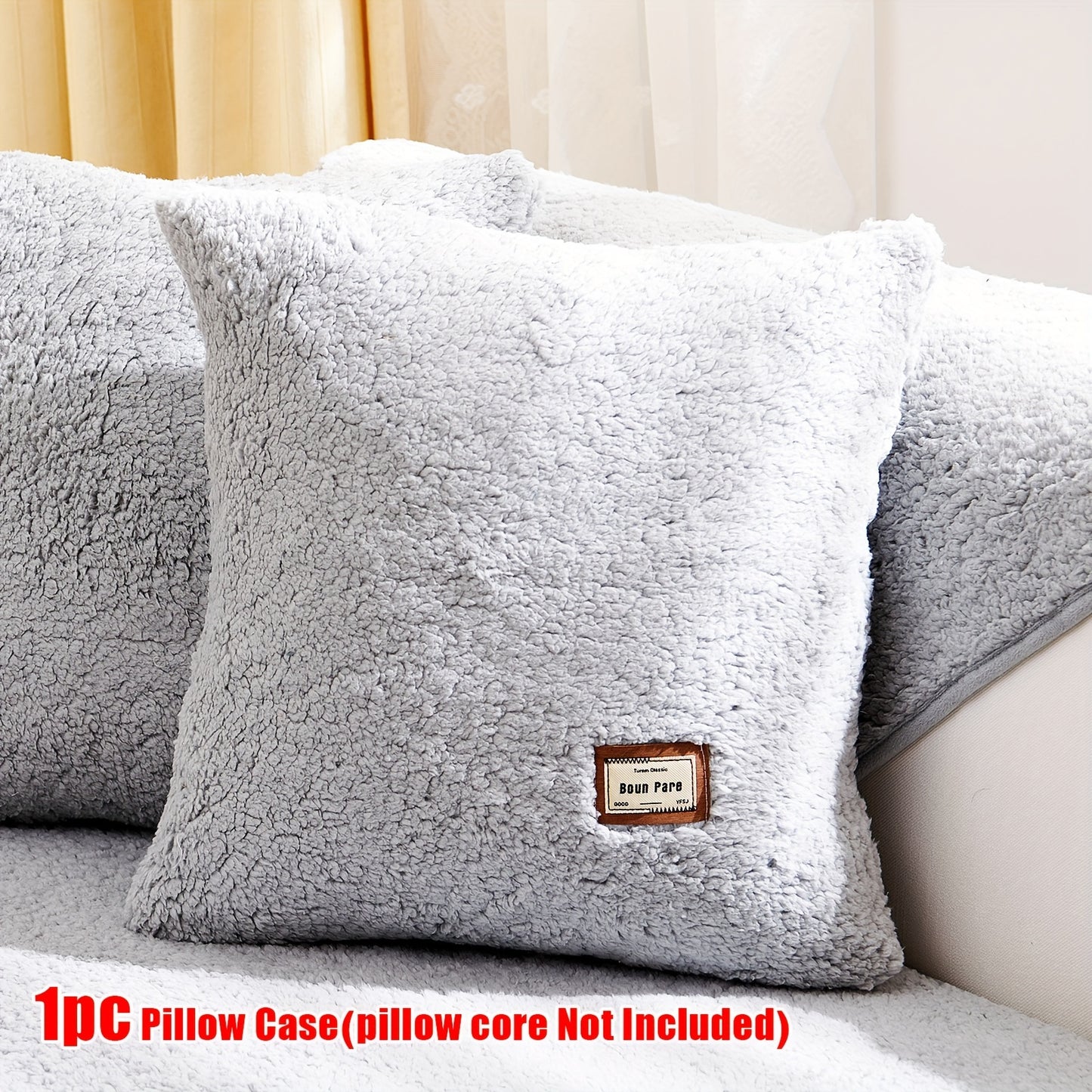 1pc Plush Sherpa Sofa Cover - Soft, Fuzzy, Non-Slip, Pet-Friendly, Thickened Furniture Protector for Bedroom, Office, Living Room Home Decor - Easy to Clean, Durable, Stain-Resistant, Machine Washable