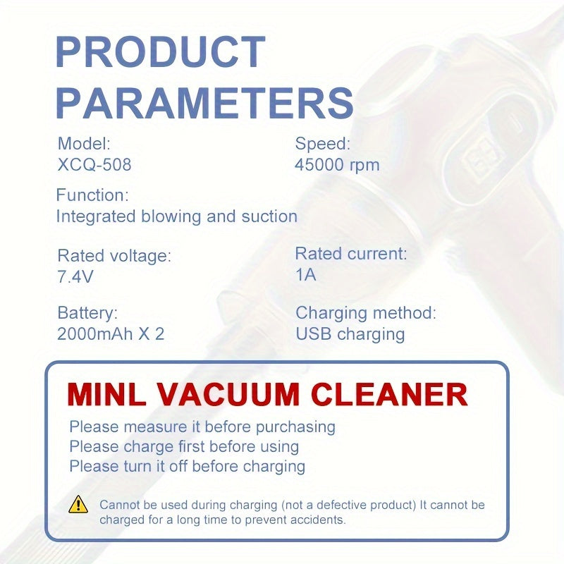 1pc BELIBUY Cordless Handheld Vacuum Cleaner, High Power USB Rechargeable with Extended Battery Life, Multi-Function Dust Buster for Home and Car Use, Pet Hair, Dust & Debris Cleaning, Includes Accessory Kit