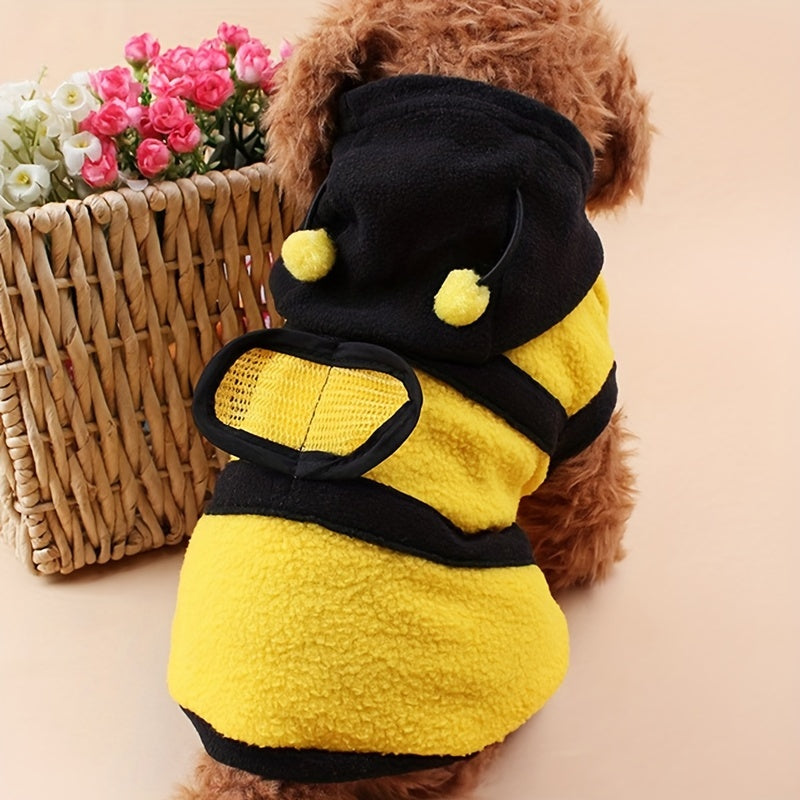 1pc Bee Polar Fleece Pet Costume - Lovely Halloween Cosplay Outfit for Dog and Cat, Hoodie Apparel Sweater, Party Favors, Adorable and Warm Clothing for Pets