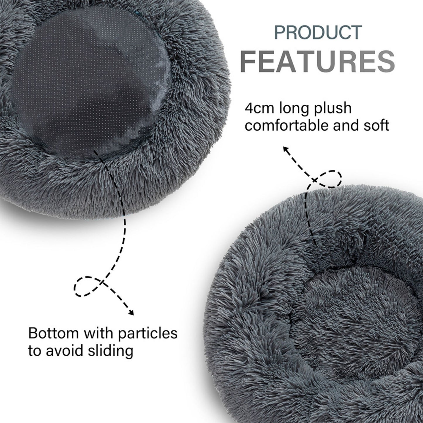 Long Plush Dog Bed For Autumn Winter, Deep Sleeping Pet Bed Mat For Small Medium Large Dogs, Donut Beds Mat For Cats Christmas Gift