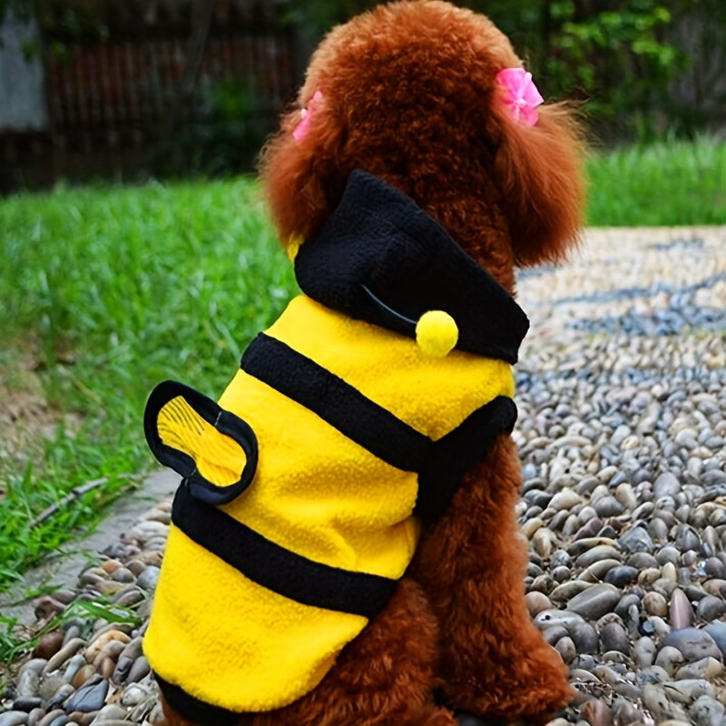 1pc Bee Polar Fleece Pet Costume - Lovely Halloween Cosplay Outfit for Dog and Cat, Hoodie Apparel Sweater, Party Favors, Adorable and Warm Clothing for Pets