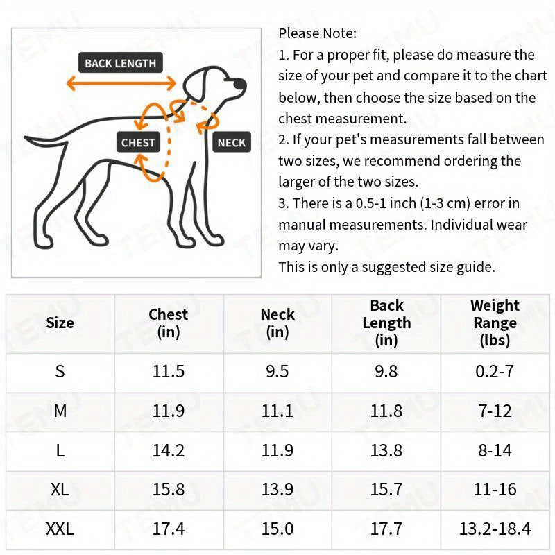 1pc Waterproof Pet Jacket Winter Warm Dog Clothes For Small Dogs Puppy Cat Vest Pet Soft Coat Costume For Cold Weather Christmas Gift