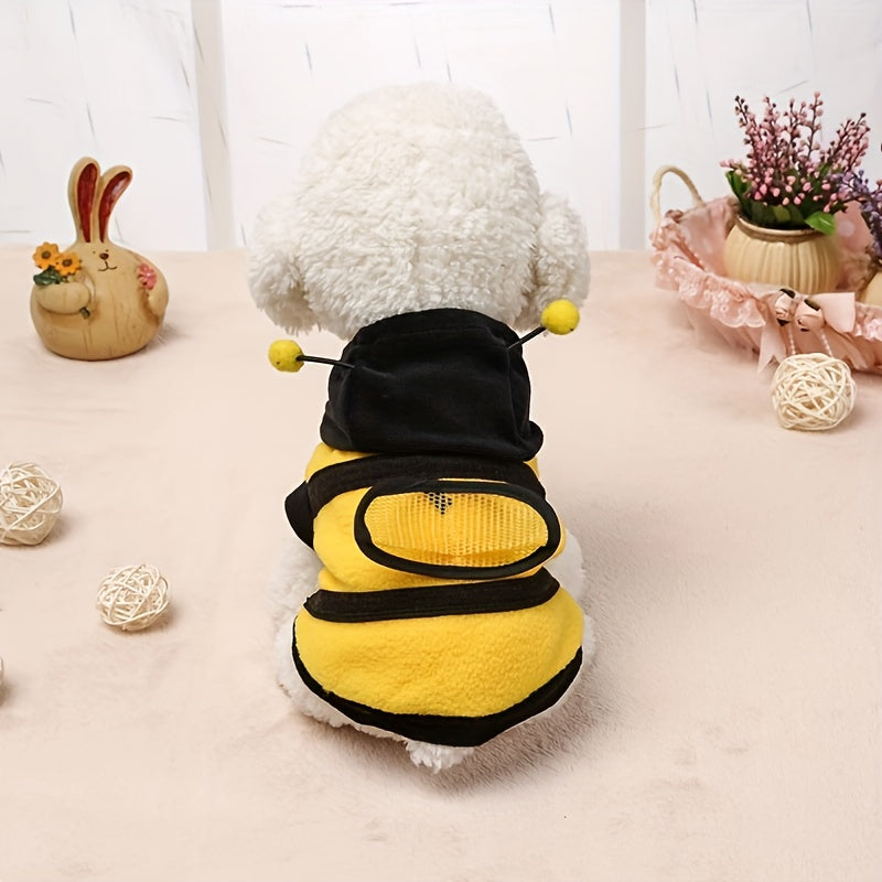 1pc Bee Polar Fleece Pet Costume - Lovely Halloween Cosplay Outfit for Dog and Cat, Hoodie Apparel Sweater, Party Favors, Adorable and Warm Clothing for Pets