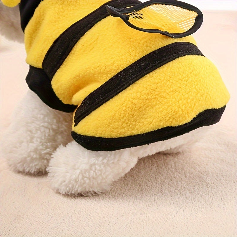 1pc Bee Polar Fleece Pet Costume - Lovely Halloween Cosplay Outfit for Dog and Cat, Hoodie Apparel Sweater, Party Favors, Adorable and Warm Clothing for Pets