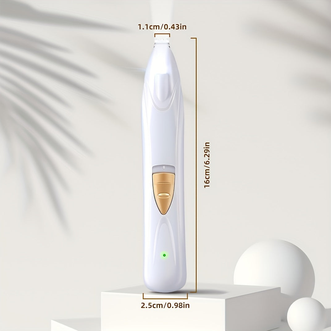USB Rechargeable Electric Dog Paw Trimmer, Professional Dog Clippers with LED Light, Low Noise Dog Shaver for Cats Pets Eyes Face Ears Paw