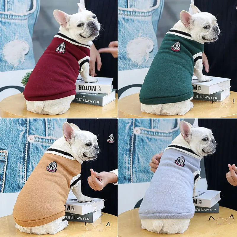 Autumn and winter new knitted vest V-neck college style pet dog cat clothes vest Teddy Bo Beauty products