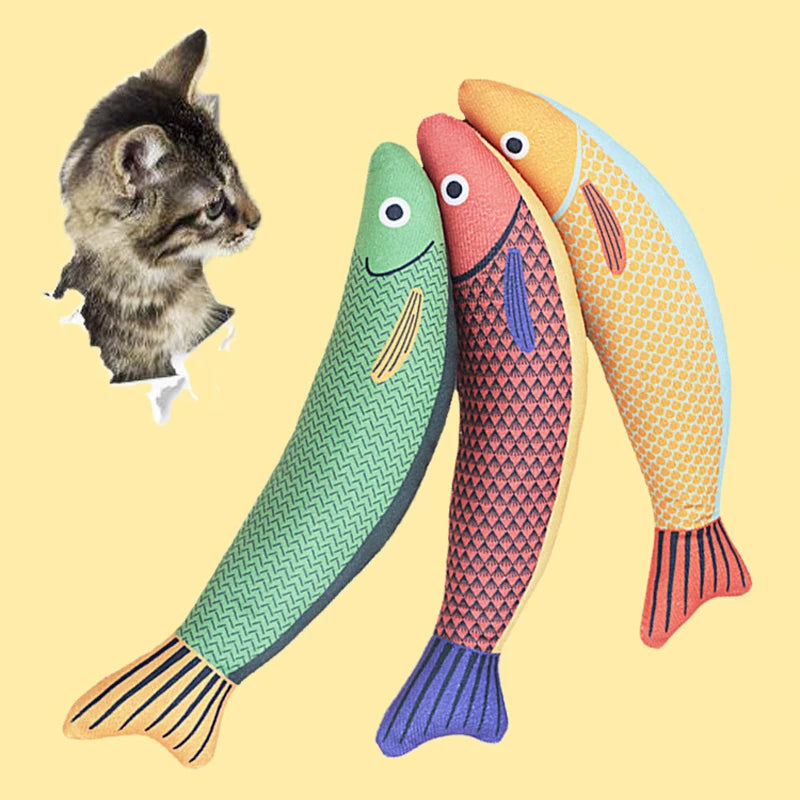 Juguetes para gatos, nuevos juguetes de peluche, juguetes para gatos que se hacen felices, simulación de pez, resistente al agarre y al rechinamiento, limpieza de dientes.