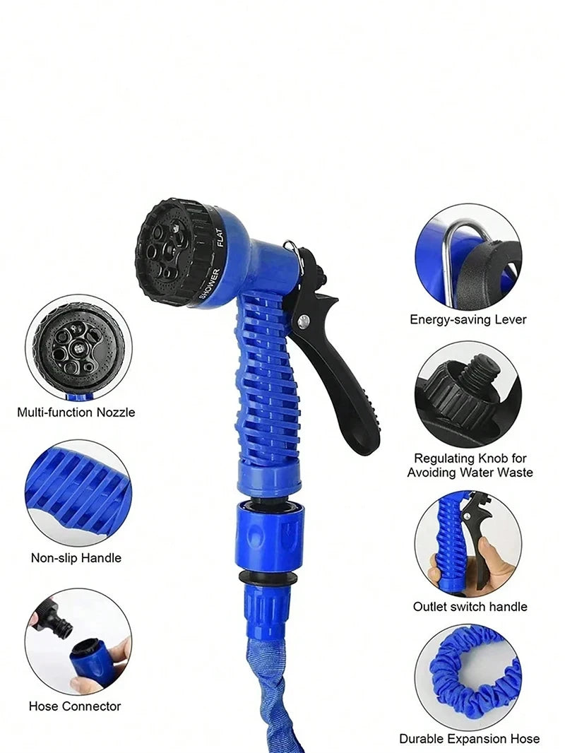7 funciones de pulverización de agua, manguera mágica extensible, lavado de autos a alta presión, pistola de agua, manguera de riego para jardín, ducha para mascotas, gatos y perros.