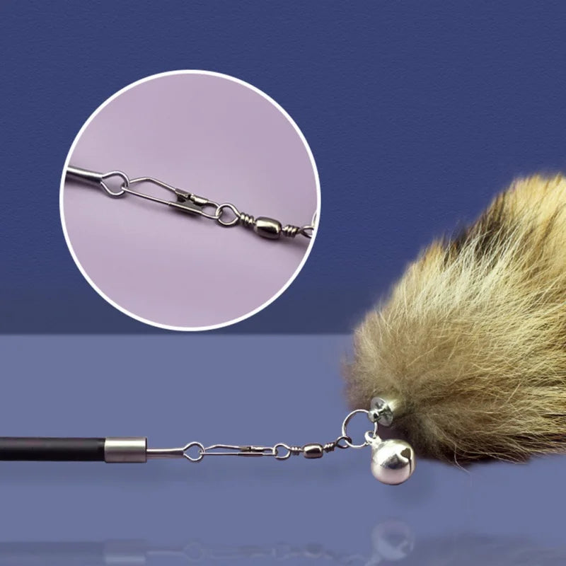 Juguete para gatos con forma de cabeza de repuesto de pelo de zorro, divertido y resistente.