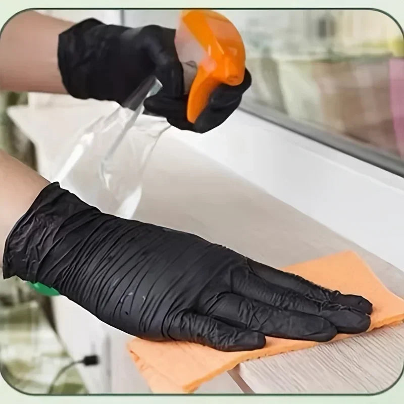 20/100Pc Housework Strong Black Disposable Nitrile Gloves PVC Latex Free AntiStatic Garden Pet Care Tattoo Work Oil-proof Gloves