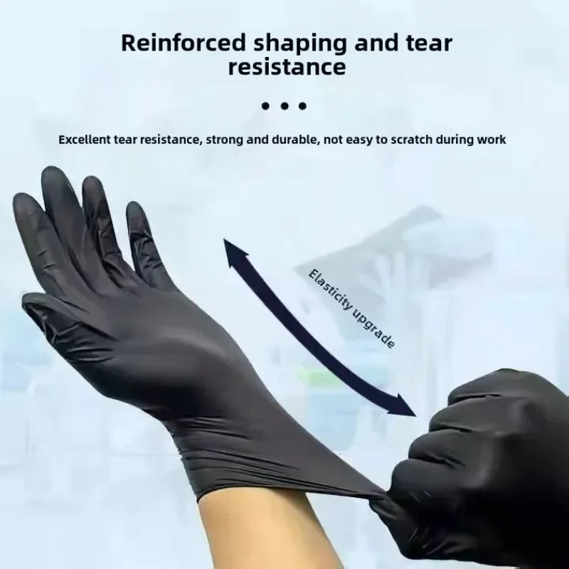 20/100Pc Housework Strong Black Disposable Nitrile Gloves PVC Latex Free AntiStatic Garden Pet Care Tattoo Work Oil-proof Gloves
