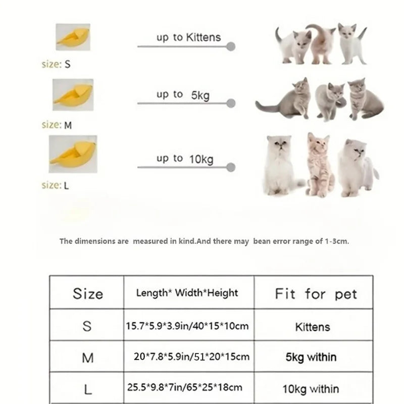 Nido de gato tipo plátano, divertido, lindo, acogedor, cálido, duradero, con personalidad, casa para perro creativa, adecuada para chinchillas, ardillas y otros animales.