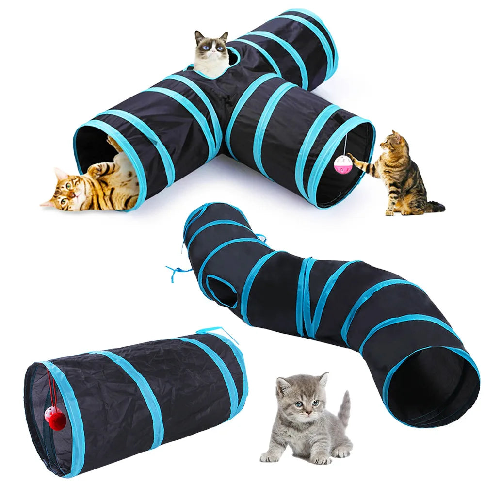 Túnel para gatos, suministros para mascotas, túnel de juego plegable para gatos, juguete transpirable para gatos, barril de perforación para interiores, papel ruidoso