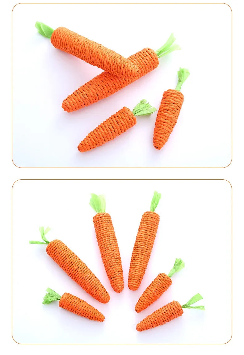 Juguete para gatos con sonido de zanahoria, resistente a mordeduras, cuerda de papel, rascador, dientes limpios, juego interactivo, juguete masticable de zanahoria para gatos.