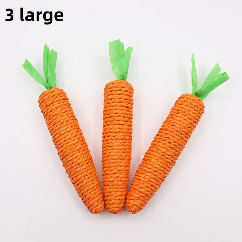 Juguete para gatos con sonido de zanahoria, resistente a mordeduras, cuerda de papel, rascador, dientes limpios, juego interactivo, juguete masticable de zanahoria para gatos.