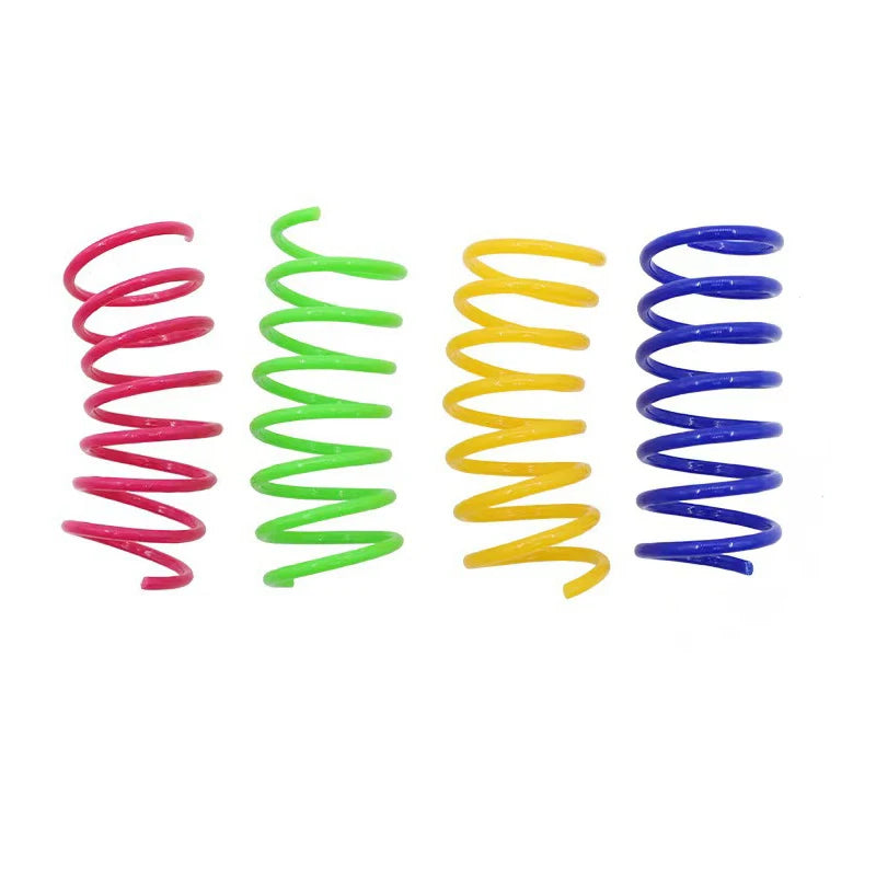 Juguete de plástico con resorte para gatos, juguete para saltar con resorte, resistente a arañazos y mordeduras, ideal para mascotas.
