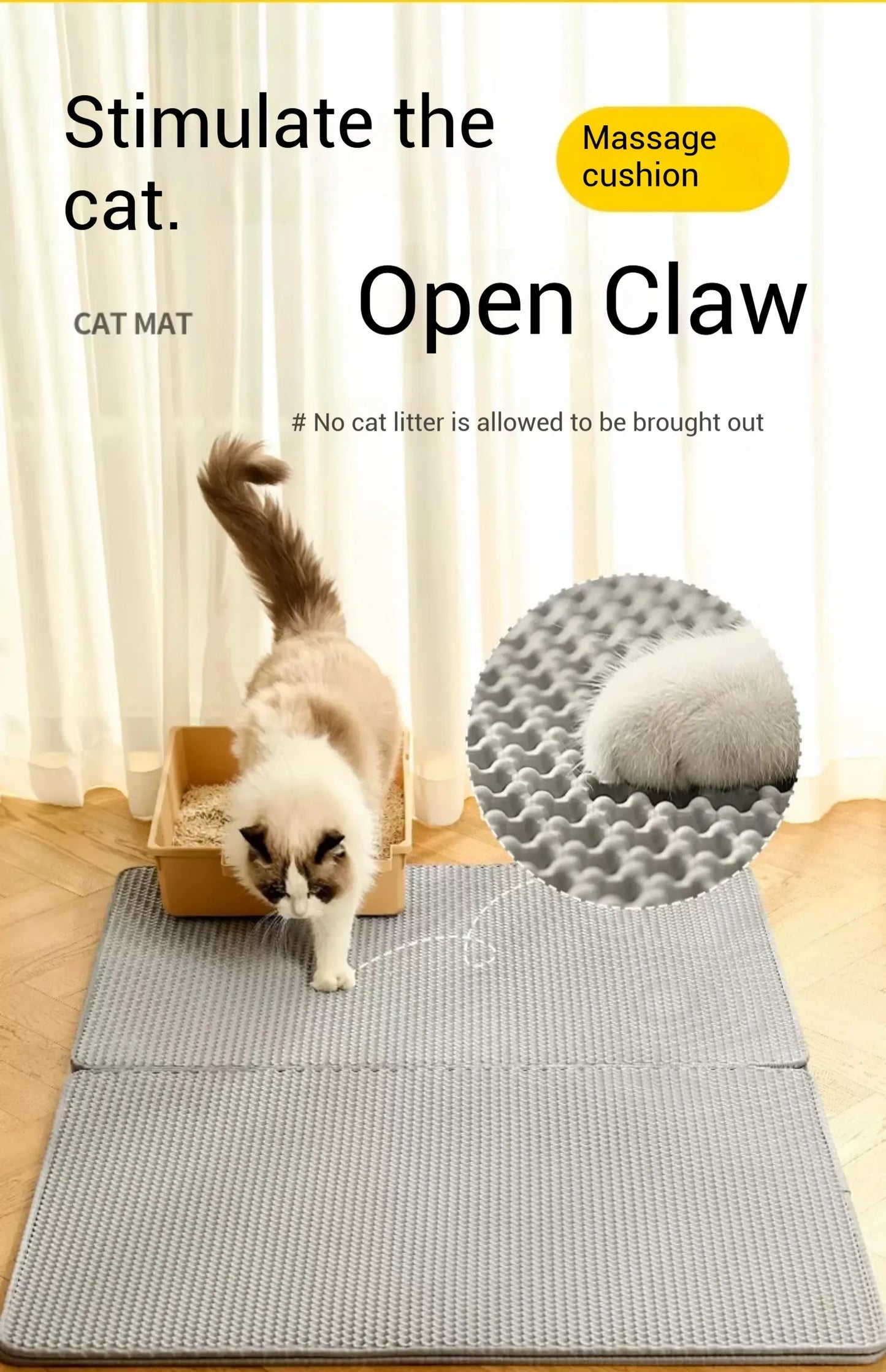 Alfombrilla para arena de gato con filtro antisalpicaduras y bandeja para arena sucia. Alfombrilla de inodoro de doble capa antiorina para mascotas. Fácil de limpiar y antideslizante.
