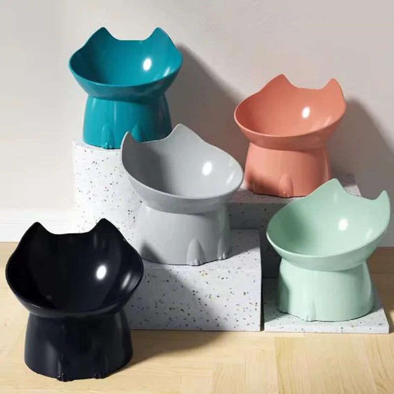 Cat bowl with long ears and high feet bowl with cat and dog neck protection and anti-overturning plastic raised pet bowl