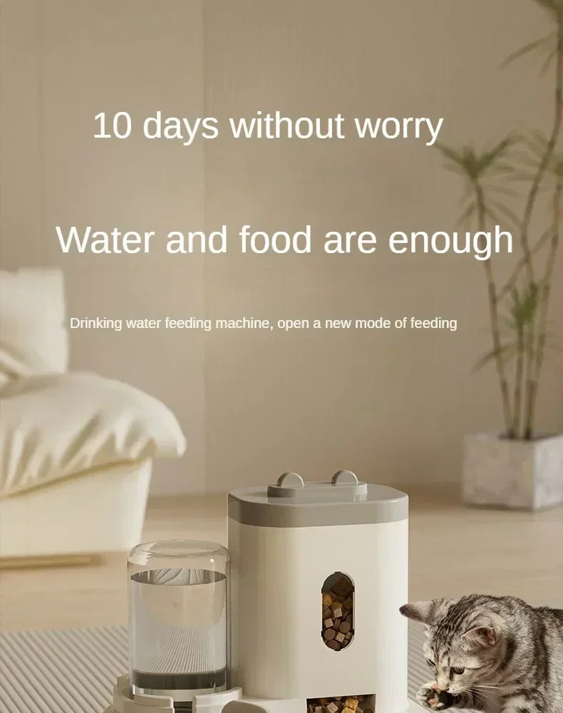 1PC Automatic Feeder Cat Dog Food Bowl With Water Fountain Pet Large Capacity Raised Stand Dish Bowl For Cat Drinker Accessories