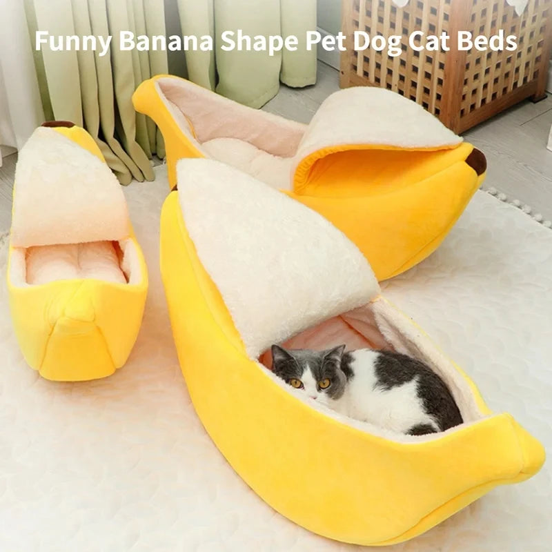 Nido de gato tipo plátano, divertido, lindo, acogedor, cálido, duradero, con personalidad, casa para perro creativa, adecuada para chinchillas, ardillas y otros animales.