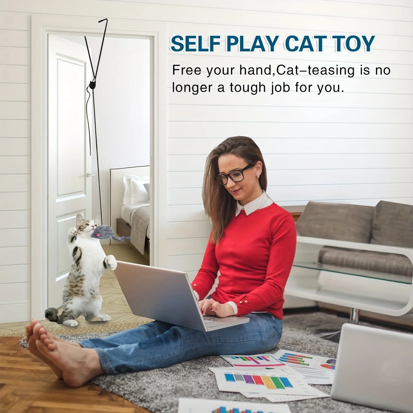 Juguete para gatos para colgar en la puerta, alivia el estrés en la sala de estar. Juguete para gatos para colgar en la puerta.