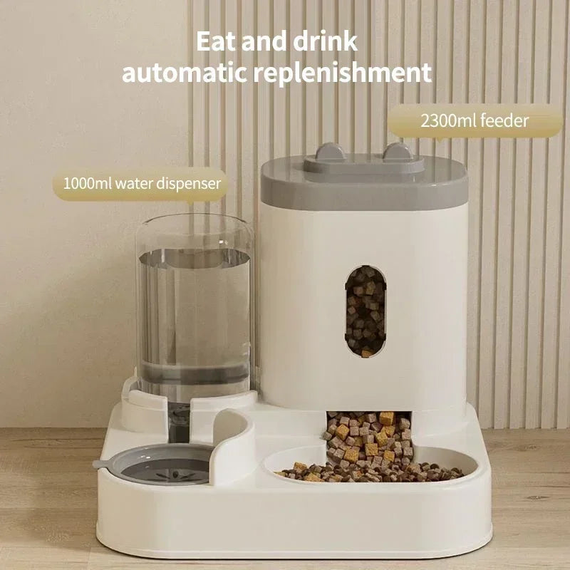 1PC Automatic Feeder Cat Dog Food Bowl With Water Fountain Pet Large Capacity Raised Stand Dish Bowl For Cat Drinker Accessories