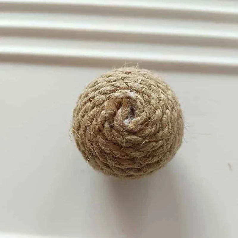 10pcs Solid Colored Sisal Ball Cat Teasing Toy Ball Self Hi Grinding Teeth Durable Cat Teasing Stick Cat Making Sound Bell Ball