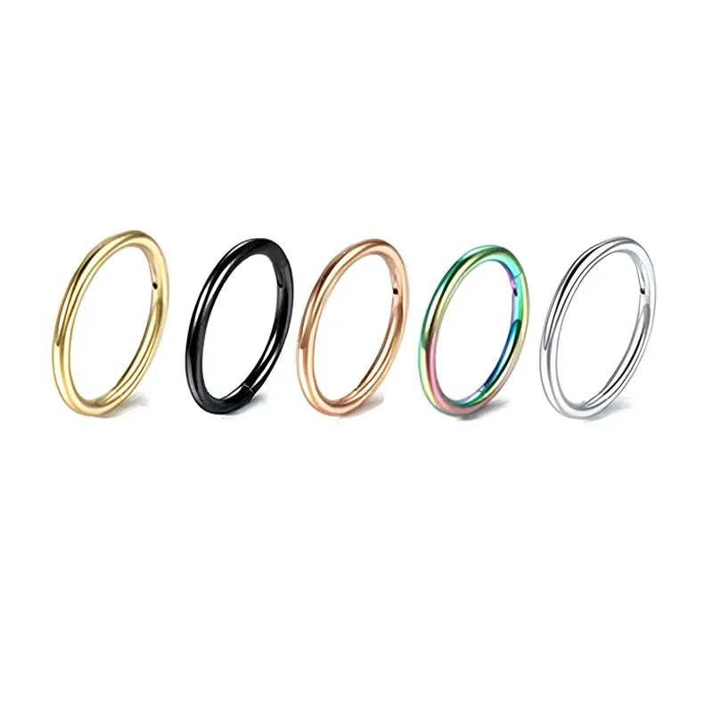 5/10Pcs 16G Nose Ring Hoop Stainless Steel Hinged Nose Rings Septum Clicker Tragus Helix Cartilage Daith Rook Earring Piercing