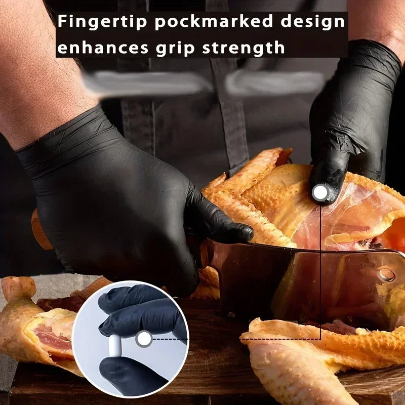 20/100Pc Housework Strong Black Disposable Nitrile Gloves PVC Latex Free AntiStatic Garden Pet Care Tattoo Work Oil-proof Gloves