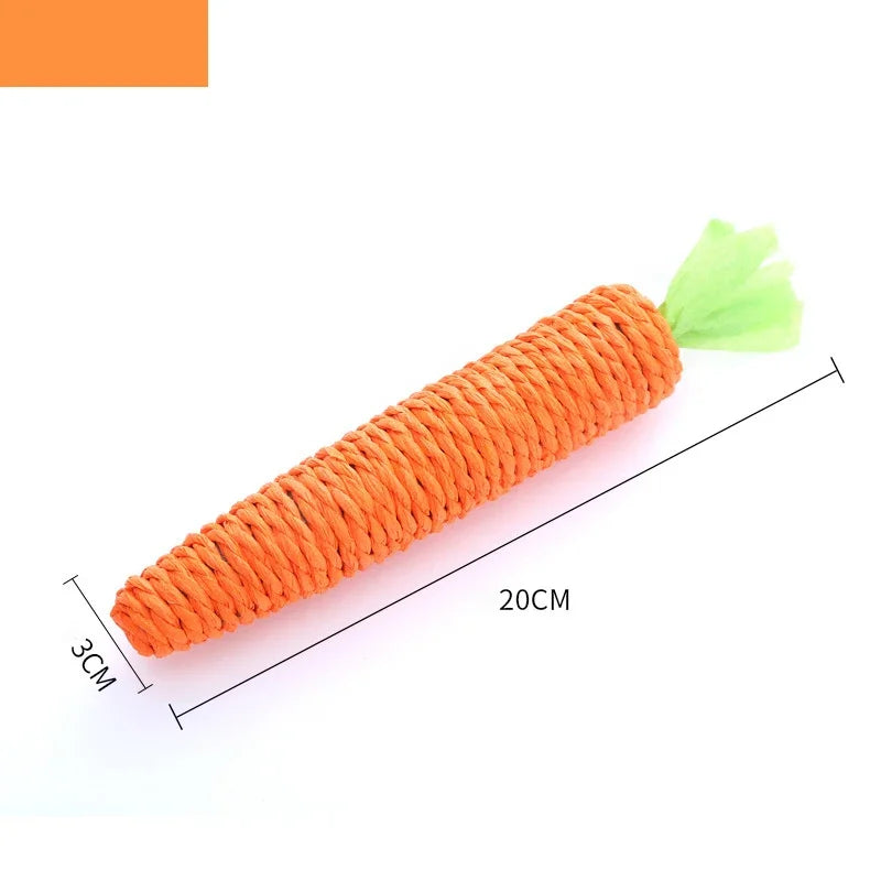 Juguete para gatos con sonido de zanahoria, resistente a mordeduras, cuerda de papel, rascador, dientes limpios, juego interactivo, juguete masticable de zanahoria para gatos.