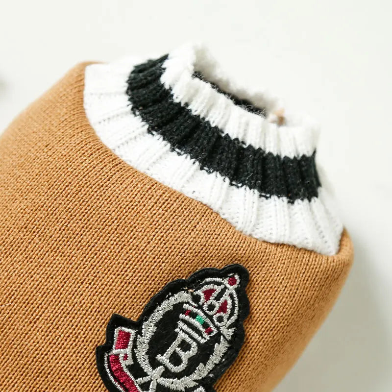 Autumn and winter new knitted vest V-neck college style pet dog cat clothes vest Teddy Bo Beauty products