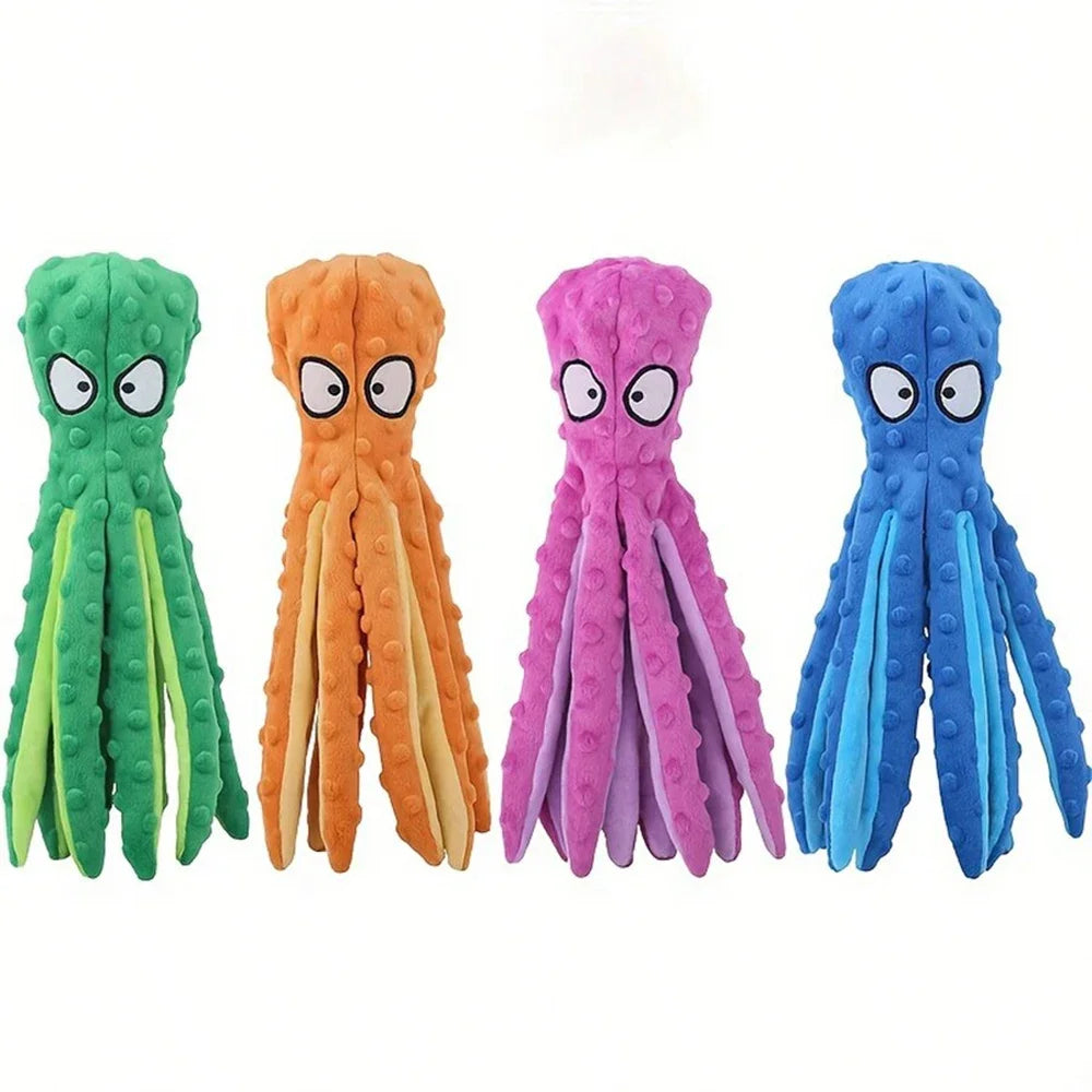 Juguetes vocales para perros, pulpo de peluche suave sin relleno, juguetes educativos para la dentición de cachorros, suministros para mascotas para perros pequeños y medianos.