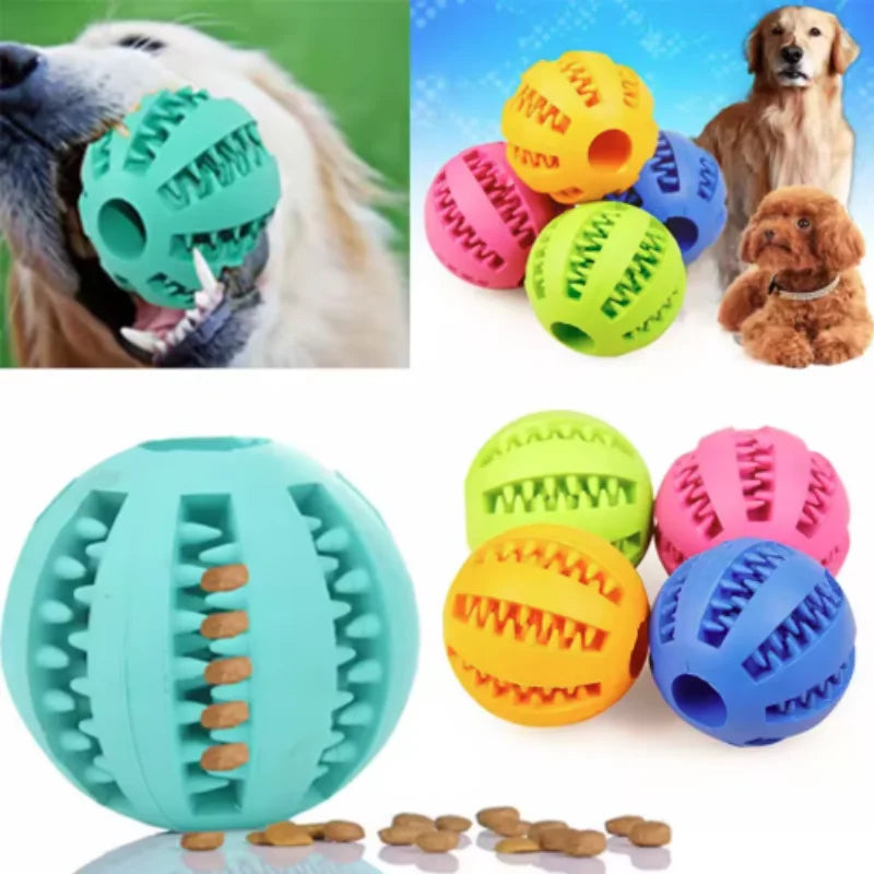 Pelota de juguete para perros, pelotas de goma interactivas, juguetes para masticar para cachorros, pelota para limpiar dientes de mascotas, comedero para gatos, pelotas de silicona para comer.