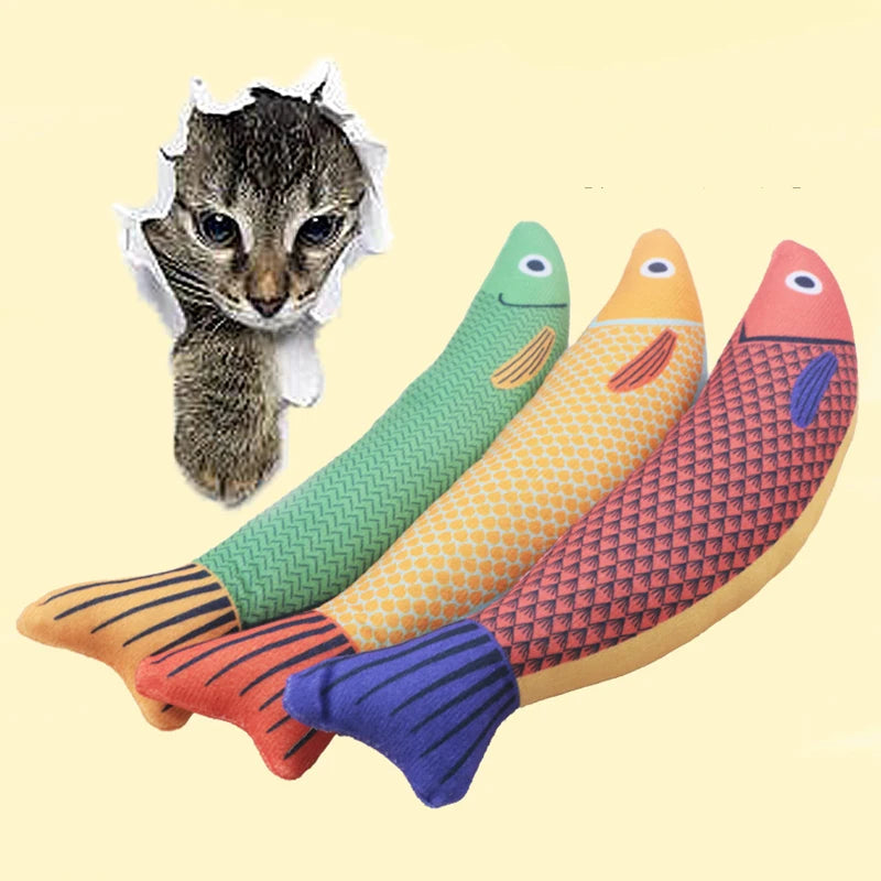Juguetes para gatos, nuevos juguetes de peluche, juguetes para gatos que se hacen felices, simulación de pez, resistente al agarre y al rechinamiento, limpieza de dientes.