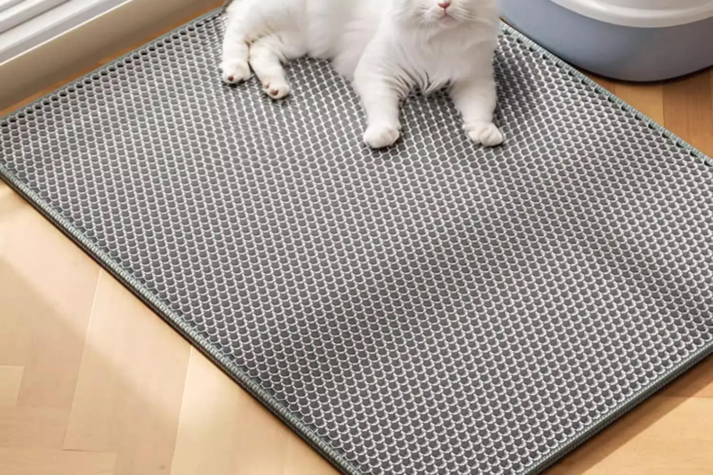 Alfombrilla extragrande para arena de gatos, resistente, impermeable, de 2 capas, antideslizante, lavable, protector de suelo para mascotas, caja de arena, tapón de arena