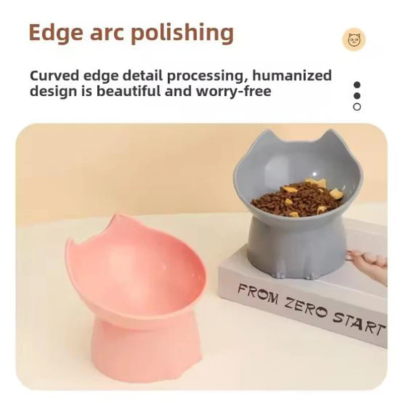 Cat bowl with long ears and high feet bowl with cat and dog neck protection and anti-overturning plastic raised pet bowl