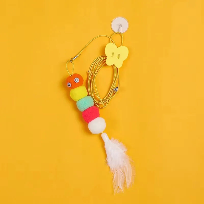 1PC Cat Hanging Cat Toy Hanging Door Elastic Rope Cat Stick Feather Pet Supplies For Cats And Dogs